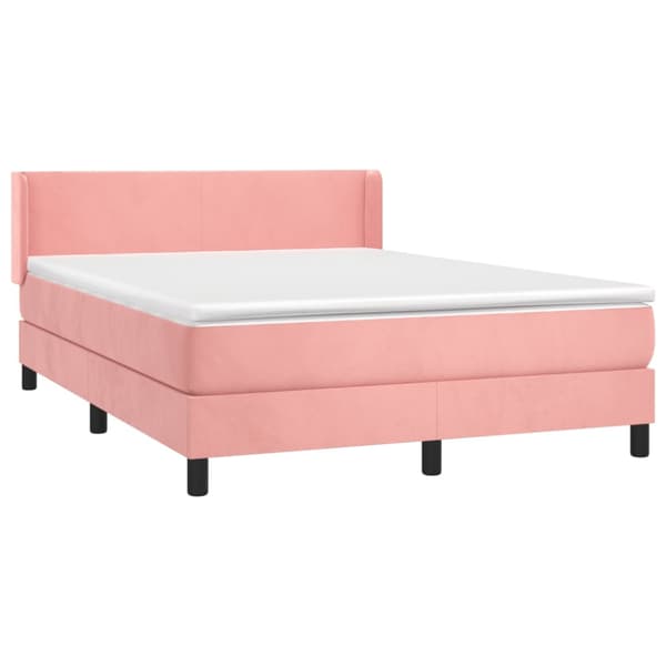 Ramsäng med madrass rosa 140x190 cm sammet