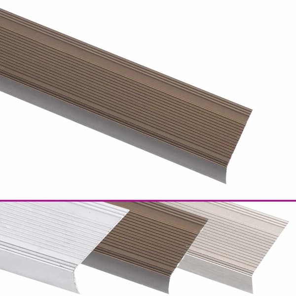 L-formade halkskydd för trapp 5 st aluminium 100 cm brun