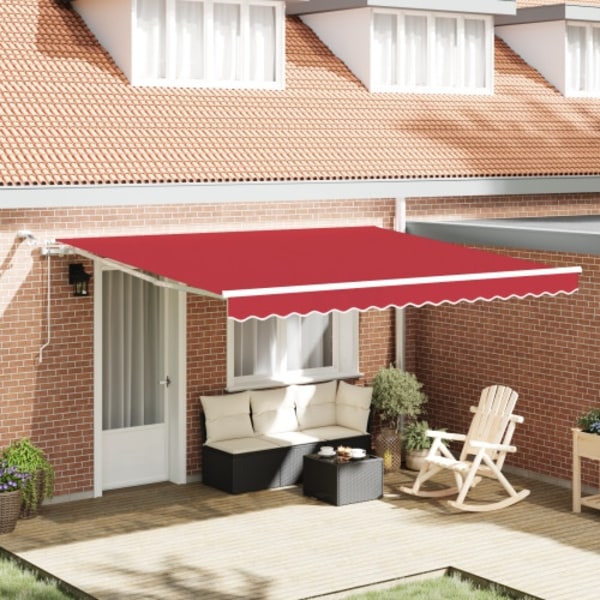 Automatisk Hopfällbar Markis med LED Röd 400x300 cm