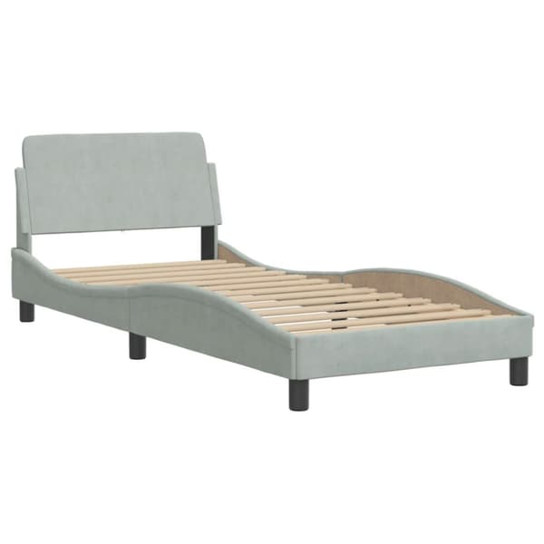 Bed with Mattress "Dover" Light Grey 90x190 cm Velvet