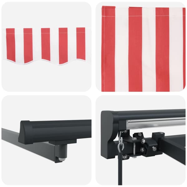 Manuell markisram med LED-lampor Röd, Vit, Antracit 4 × 3,5 m