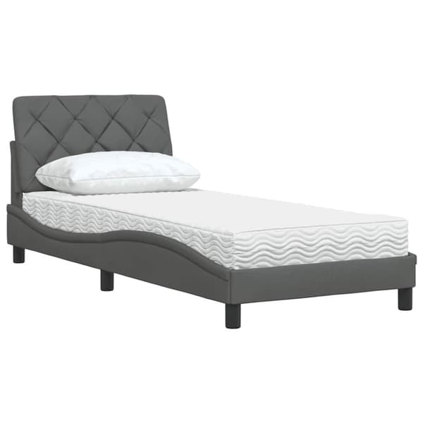 Bed with Mattress Dark Grey 90x190 cm Fabric