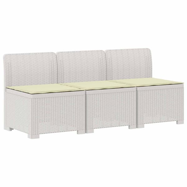 3-sits trädgårdsoffa med kuddar Rattan-look PP Vit