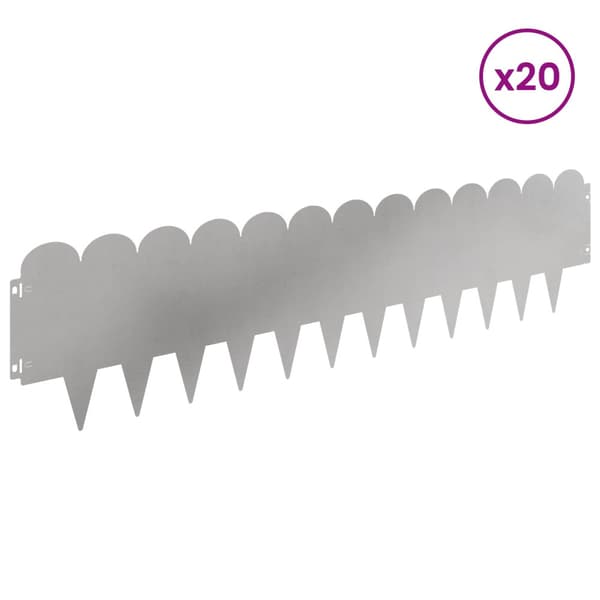 Kant för gräsmatta 20 pcs 103 x 25 cm Stål Silver