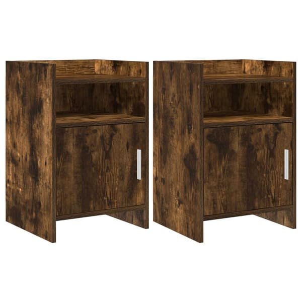 Sängbord 2 pcs Rökt ek 40 x 36 x 60 cm Konstruerat trä