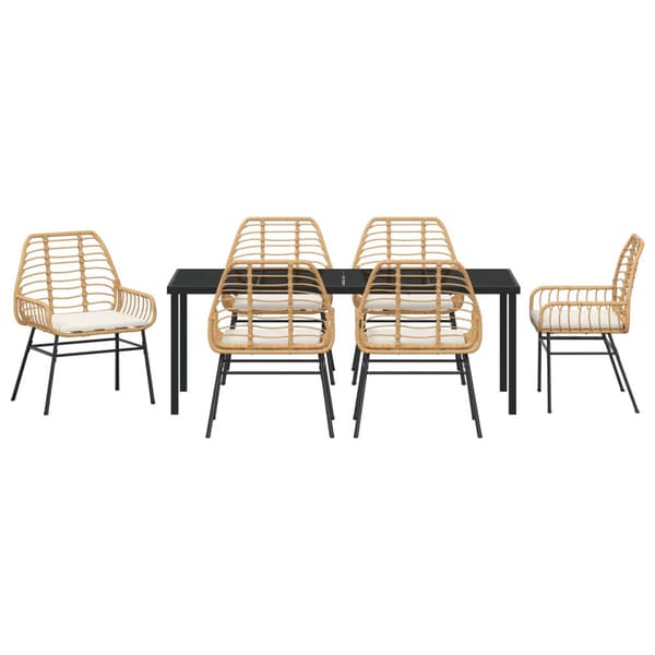 Trädgårdsmöbelset 7 pcs Brun konstrotting