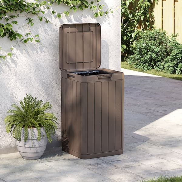 Soptunna för utomhusbruk brun 38x38x65 cm PP