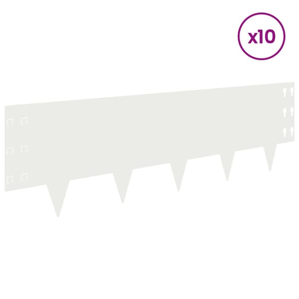 Kant för gräsmatta 10 pcs 100 x 30 cm Stål Vit