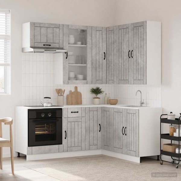 Köksenhet LUCCA 8 pcs Betonggrå Konstruerat trä