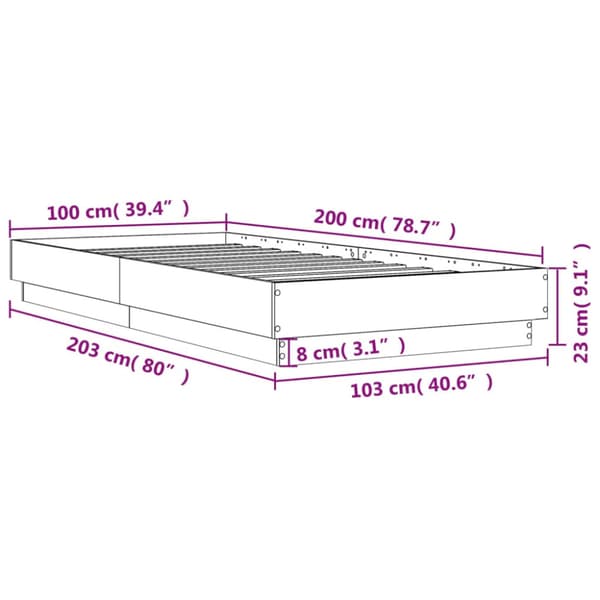 Sängram svart 100x200 cm konstruerad trä