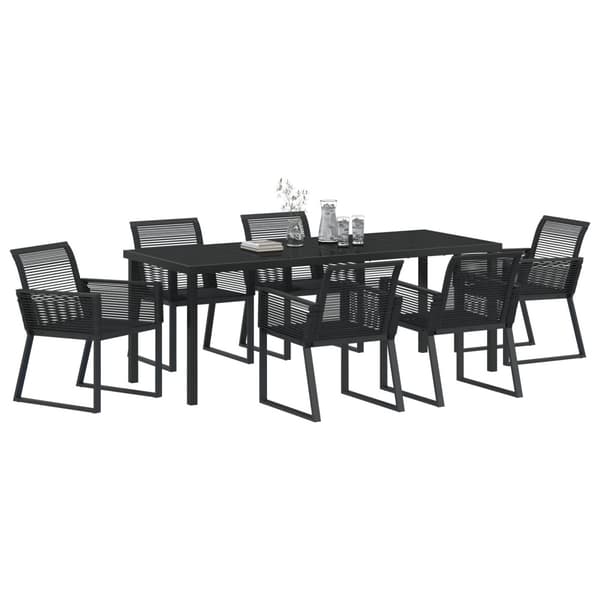 Trädgårdsmöbelset 7 pcs Svart Pulverlackerat stål