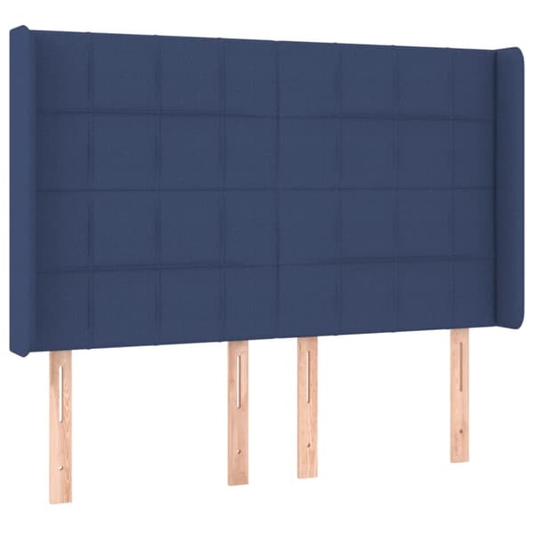Ramsäng med madrass & LED blå 140x200 cm tyg