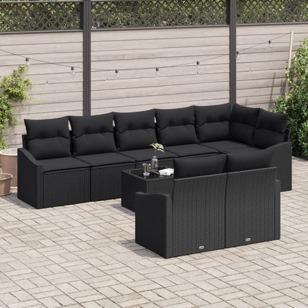 Soffset med kudde 9 pcs Svart konstrotting