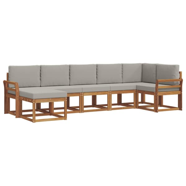 Utomhussoffset med kudde 7 pcs Naturlig och Ljus Grå