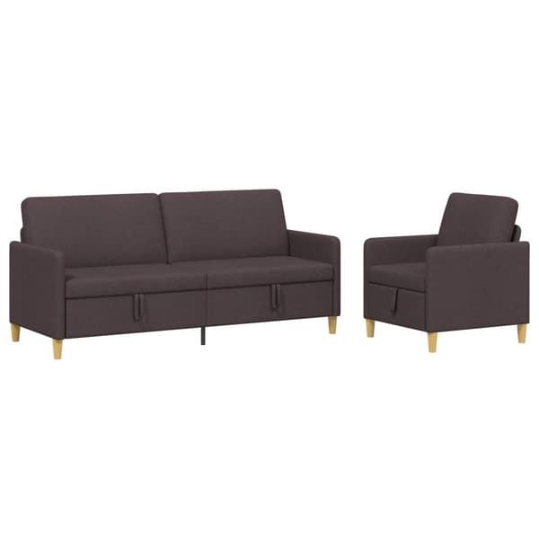 Soffgrupp med förvaring 2 pcs Mörkbrun Polyester