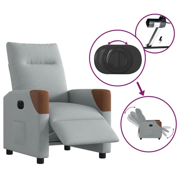 Elektrisk reclinerfåtölj ljusgrå tyg