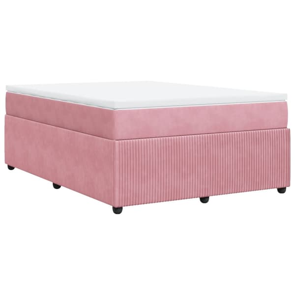 Ramsäng med madrass rosa 140x200 cm sammet