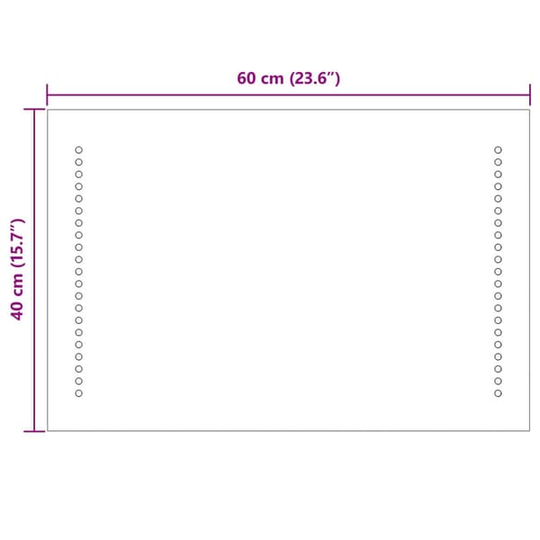 LED Badrumsspegel Transparent 60 x 40 cm härdat glas
