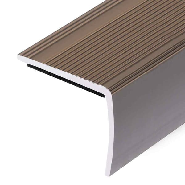 Trappnosings i L-form 15 st aluminium 100 cm brun