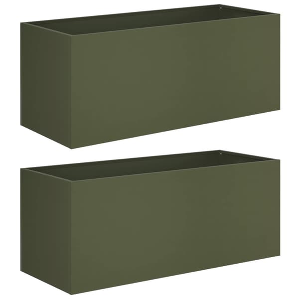 Trädgårdsplanterare 2 st Olivgrön 100 x 40 x 40 cm