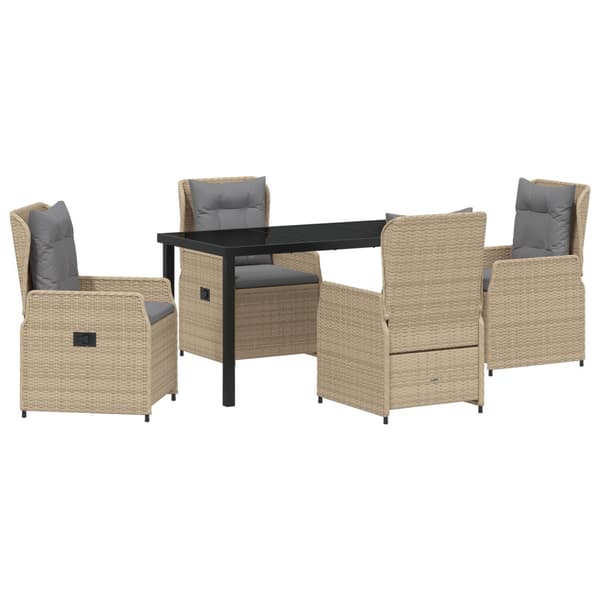 Trädgårdsmöbelset 5 pcs Beige och Ljusgrå konstrotting