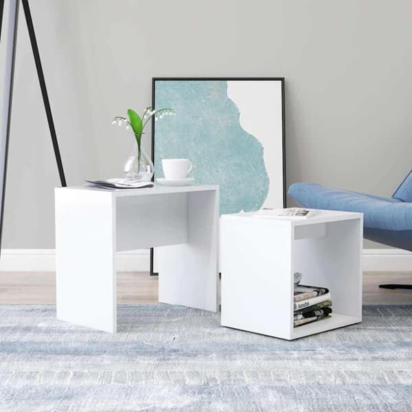 Soffbord set vit 48x30x45 cm konstruerat trä
