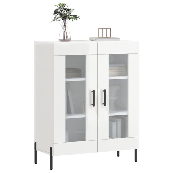 Skänk vit högglans 69,5x34x90 cm konstruerat trä