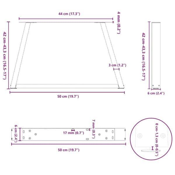 Soffbordsben V-formade 2 st antracit 50x(42-43,3) cm stål