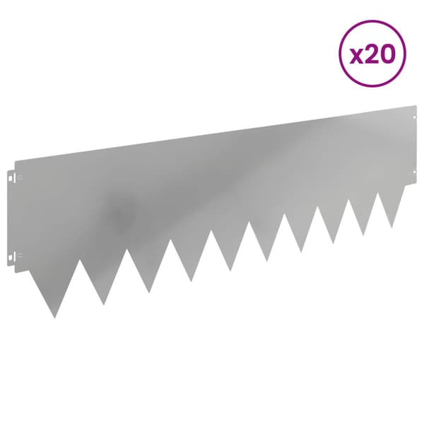 Kant för gräsmatta 20 pcs 103 x 30 cm metall Silver