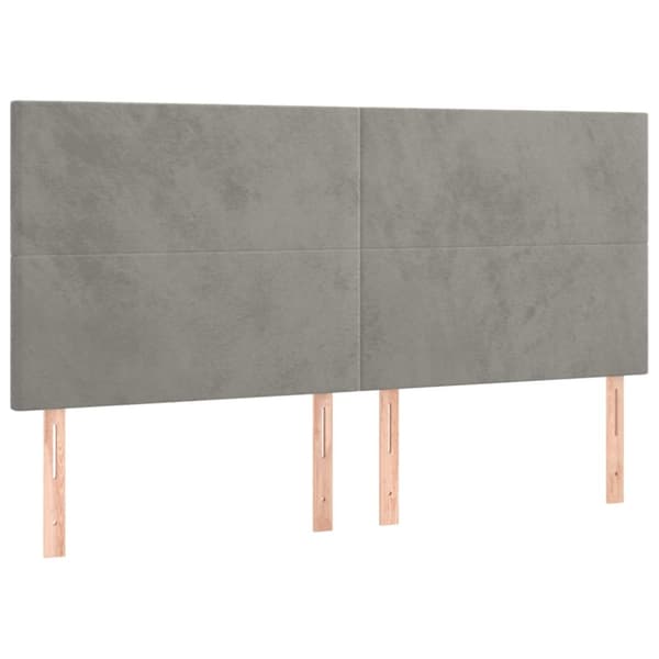 Sänggavel ljusgrå 180x5x118/128 cm sammet