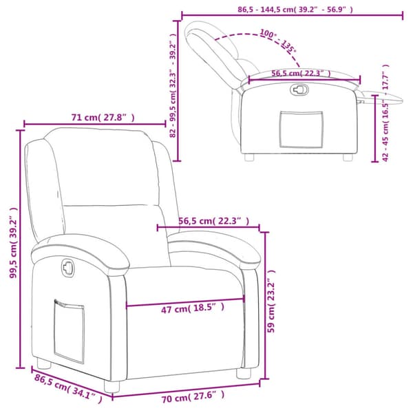 Reclinerfåtölj rosa sammet