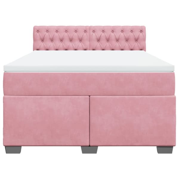 Ramsäng med madrass rosa 140x190 cm sammet