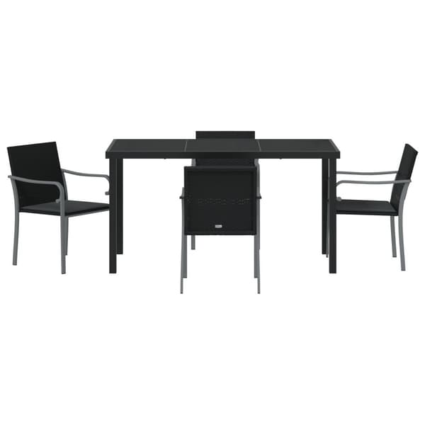 Trädgårdsmöbelset 5 pcs Svart och Grå PE Rattan