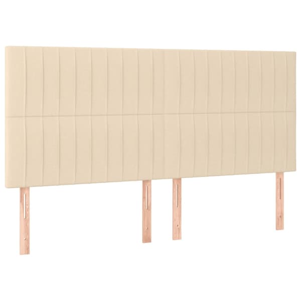 Sänggavel LED gräddvit 200x5x118/128 cm tyg