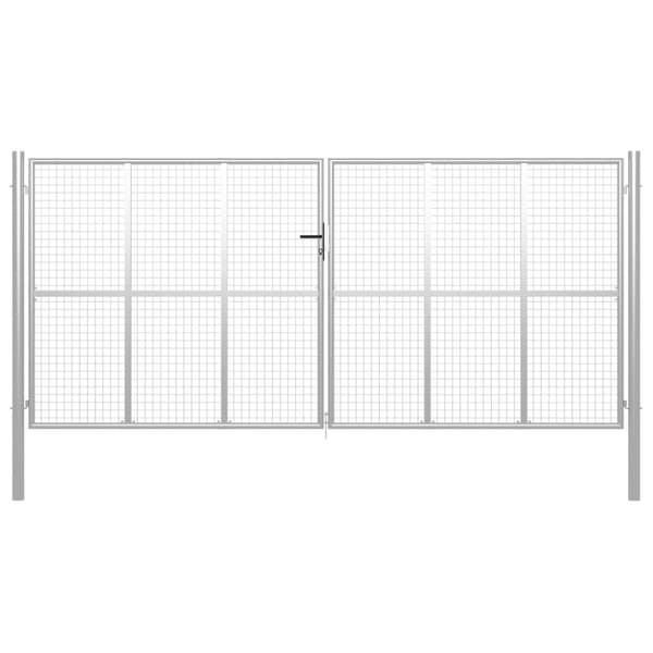 Trädgårdsgrind galvaniserat stål 400x175 cm silver