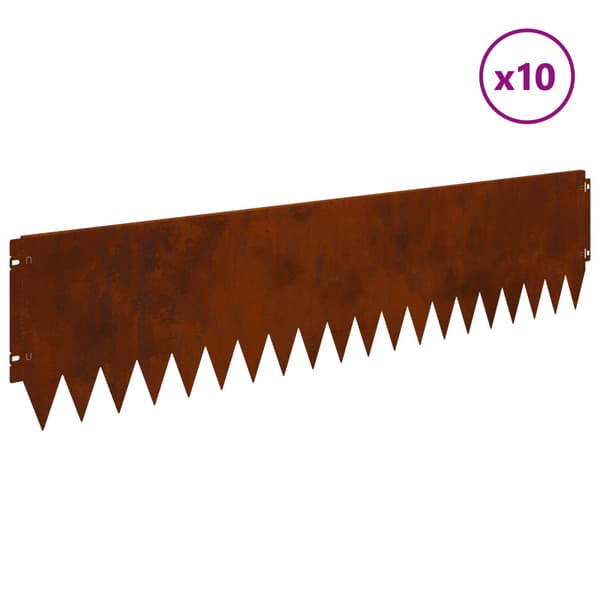 Kant för gräsmatta 10 pcs 103 x 25 cm Stål Rostig
