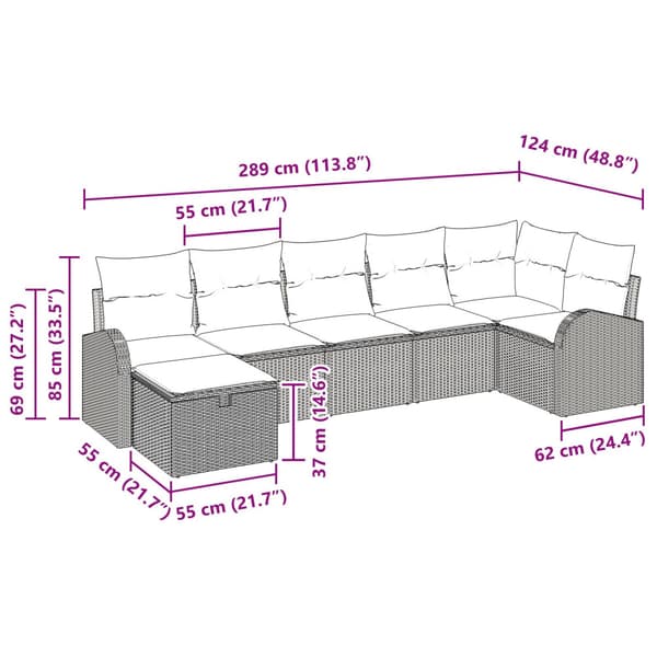 Soffset med kudde med lagring 7 pcs Svart konstrotting