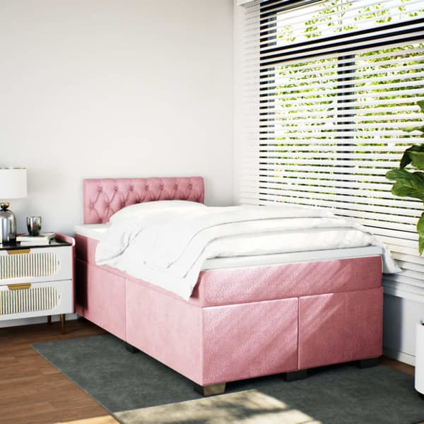 Ramsäng med madrass rosa 120x200 cm sammet