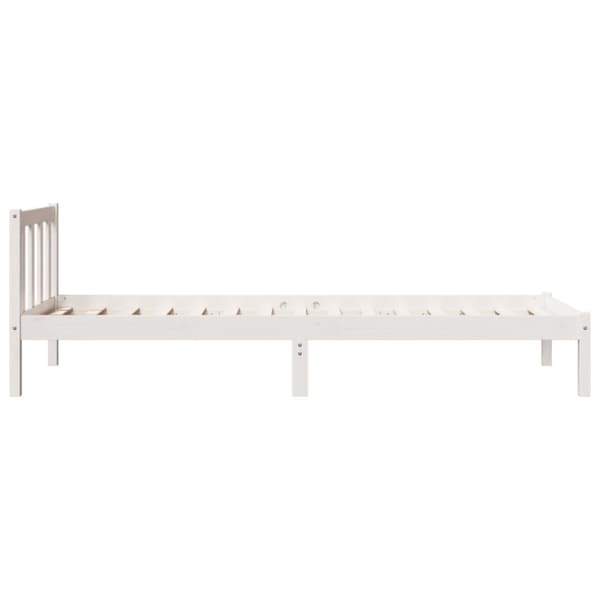 Sängram utan madrass extra lång vit 100x220 cm massiv furu