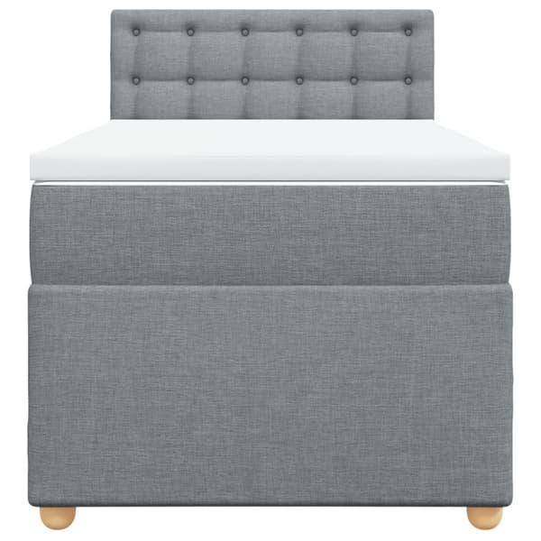 Ramsäng med madrass ljusgrå 90x190 cm tyg