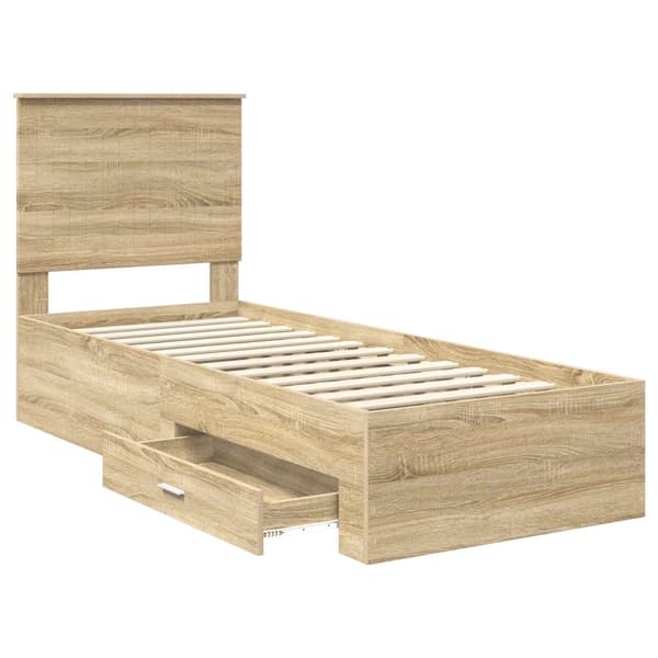 Sängram Sonoma Ek och Silver 70 x 190 cm Konstruerat trä