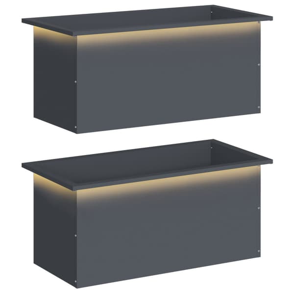 Odlingslåda med LED 2 st Antracit 40 x 80 x 40 cm Stål