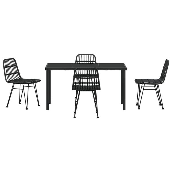 Trädgårdsmöbelset 5 pcs Svart Pulverlackerat stål