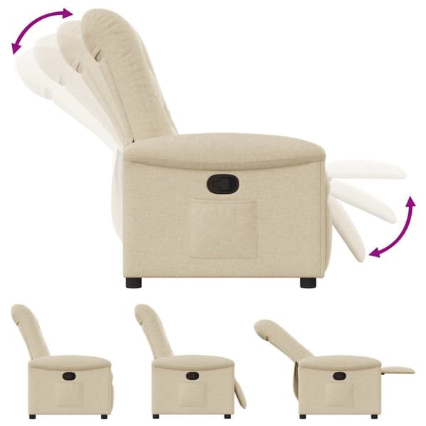 Reclinerfåtölj gräddvit tyg