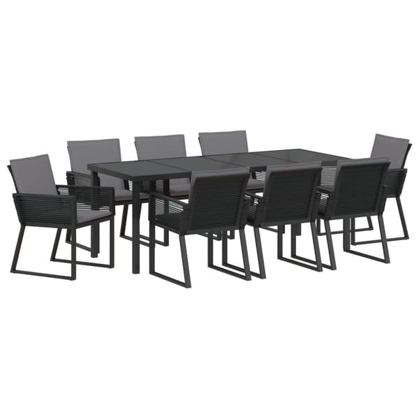 Trädgårdsmöbelset 9 pcs Svart Pulverlackerat stål