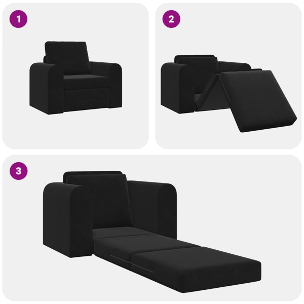 Soffsäng Svart 98 x 71 x 83 cm Sammet