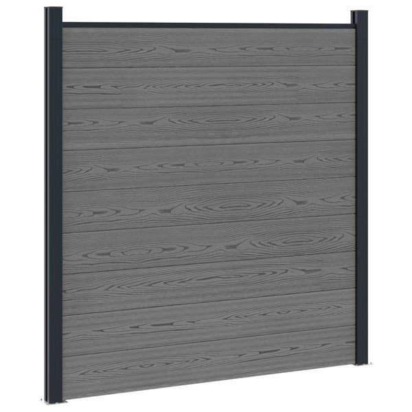 Stängselset 10 st 1657 x 186 cm WPC och aluminium Grå