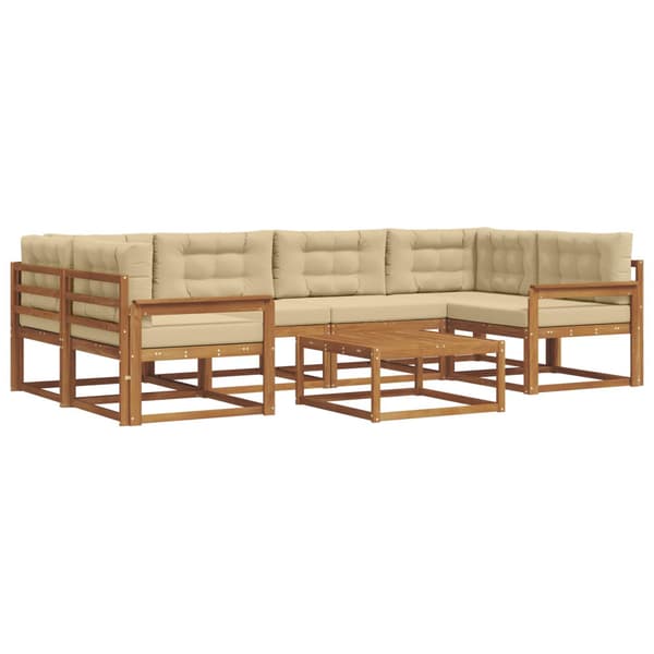 Utomhussoffset med kudde 7 pcs Naturlig och Beige