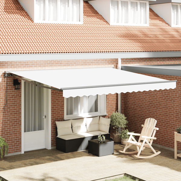 Markisram Vit 400 × 300 cm Polyester med PU-beläggning