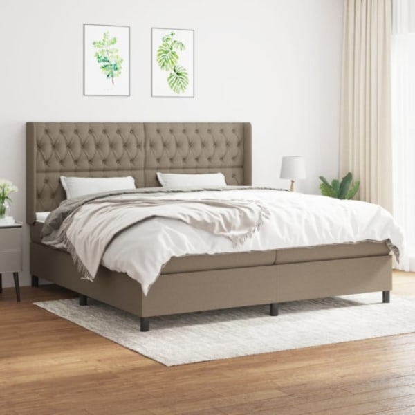 Ramsäng med madrass taupe 200x200 cm tyg